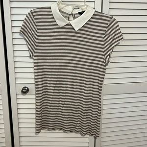Ann Taylor striped top, Peter Pan collar, size XS